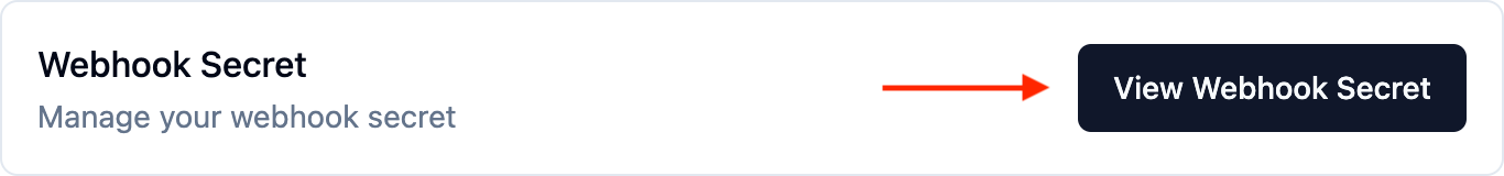View webhook secret button in the saascannon dashboard